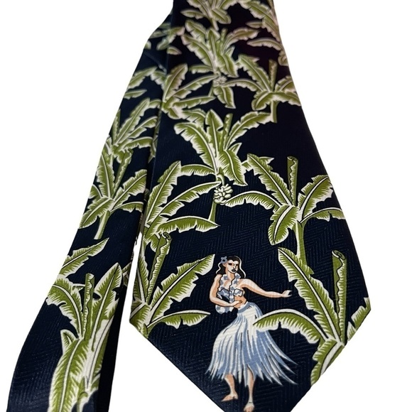 Island News Creation men’s neck tie with PalmLeaves and Hula Girl 100% Polyestet - Picture 2 of 5